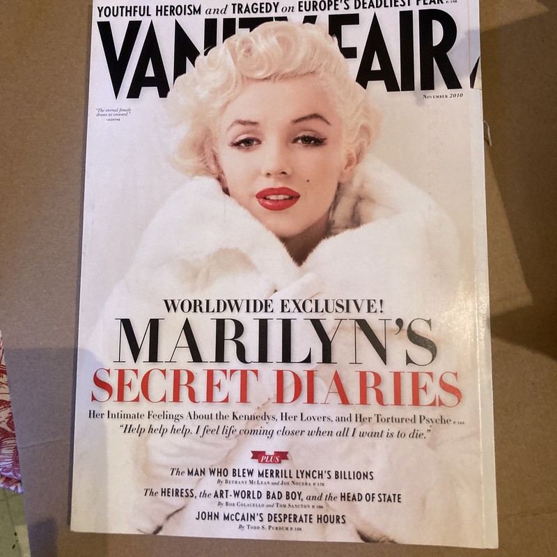 Vanity Fair, Marilyn Monroe Secret Diaries,  November 2010