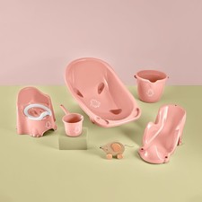 5 Piece Baby Bath Tub Set with Potty Chair & Accessories- Pink