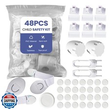48-Pack Baby Proofing Kit, Child Safety Locks for Cabinet and Drawer, Outlet