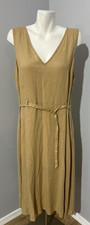 Michael Kors Women XL Dress Sand Khaki linen Blend Belt New NWT