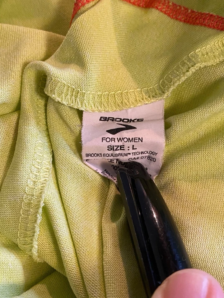 Brooks Womens Athletic Running Top Racerback Floral Light Yellow Green Large - Image 2 of 4