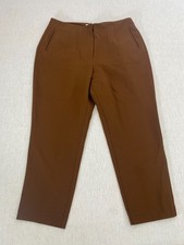 Nine West Dress Pants Womens 16 Brown Stretch Pleated Tapered Hook Eye Zip