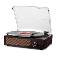 Vinyl Record Player Turntable with Built-in Bluetooth Receiver  2 Stereo Brown