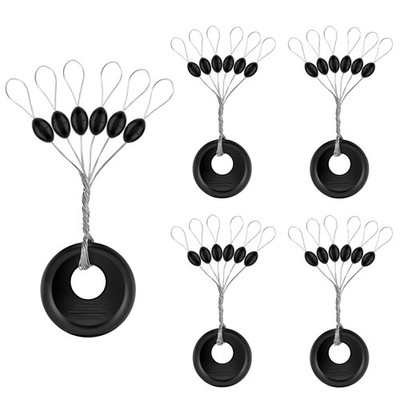 240 Pieces Middle-sized Fishing Rubber Bobber Beads Stoppers 6 In 1 Black Float