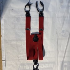 Button Holes Link Men Suspenders Brace w/6 Button Holes 2 Length Adjusters Red