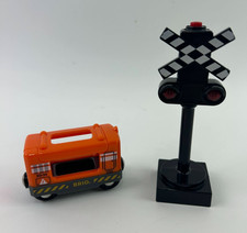 BRIO Crossing Signal 33862 w/ Red Flashing Lights Orange Cargo Train Preowned