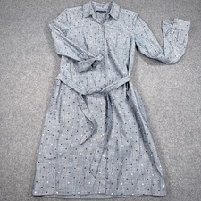 Tommy Hilfiger Blue Polka Dot Chambray Shirt Dress Small Belted Long Sleeve