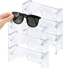 Sunglasses Display - Stackable Glasses Storage Rack for Desktop - Clear Design