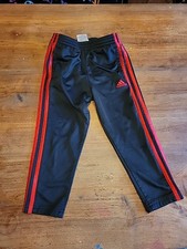 ADIDAS Boys Size 4 Track Warm Up Pants Black With Red Stripes