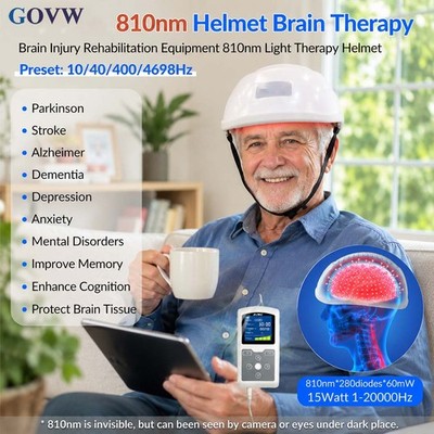 Photobiomodulation Helmet for Brain Injury Recovery Stroke Depression Anxiety