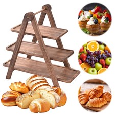 2Pcs Wooden Serving Platters Food Serving Rack Food Storage Shelves for Picnic