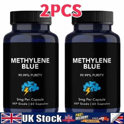 2X | 60 Purity, Grade, Capsules 99.99% NEW 5mg UK Blue - Methylene Capsules USP