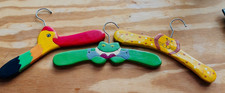 Lot of 3 ZM International WOODEN CHILDREN'S CLOTHES HANGERS Hand Painted ANIMALS
