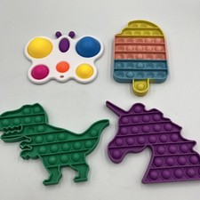 Pop it Fidget Toy Lot Of 4 Pack Unicorn, T-Rex , Ice Cream And Butterfly Lot G