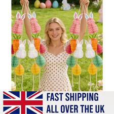 Easter Bunny Honeycomb Paper Decorations - Table or Hanging Rabbits - Pack of 6