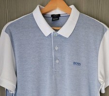 Polo Hugo Boss in cotone elasticizzato, grande, blu e bianca, in ottime condizioni