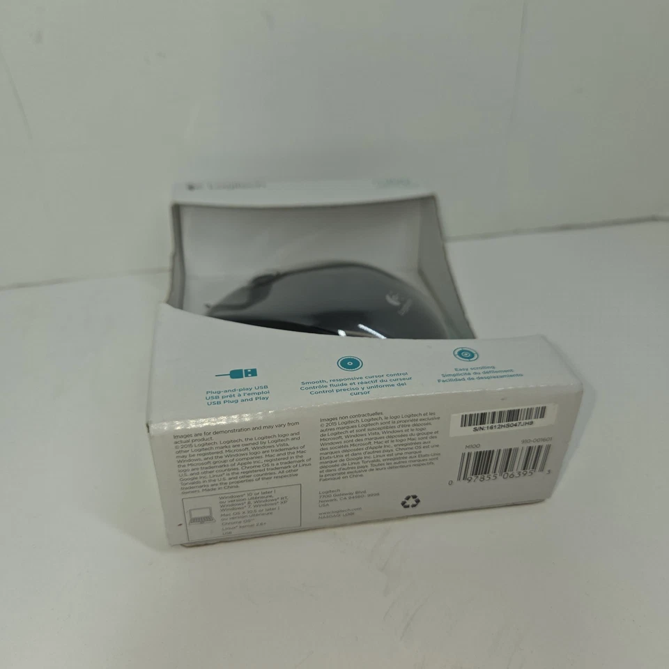 Vintage Logitech Mouse M100 USB Wired Optical Black Computer Computers Keyboard - Image 3 of 4