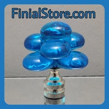 Lake Blue Clustered Glass Lamp Finial/Nickel Base-Abstract Custom Single Item