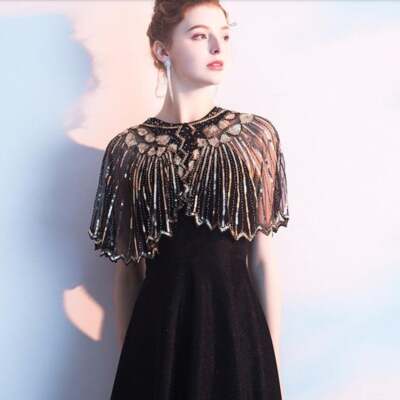 Central Chic 20er Jahre Pailletten Capelet Cape Schal Kostüm Party Achselzucken Hochzeit Braut