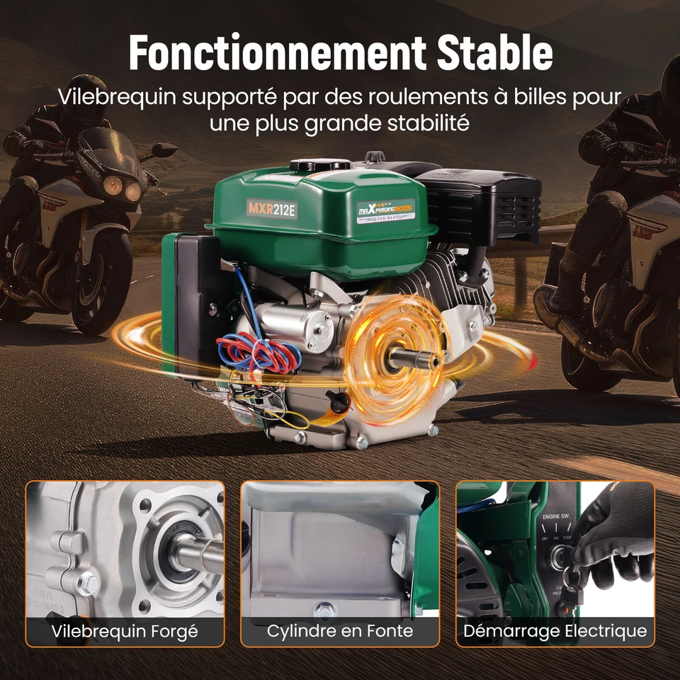 Moteur essence 4 temps OHV 212cc moteur for gaz horizontal démarrage électrique - Photo 4/4