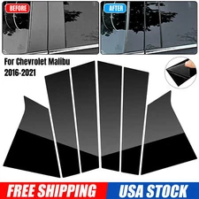 For 2016-2021 Chevrolet Malibu 6PCS Black Pillar Posts Door Trim Piano Cover Kit