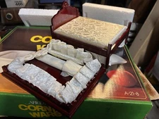 Victorian Miniature Four Poster Canopy Bed for dollhouse walnut 1:12 new in Box