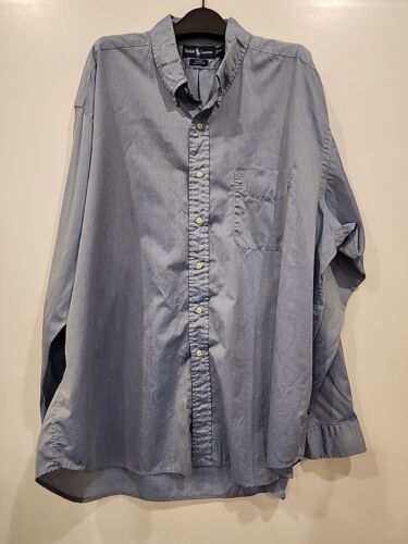 VTG Polo Ralph Lauren BLAKE Cotton Mens  XXL Button Down Shirt Blue Irridescent  - Picture 1 of 9