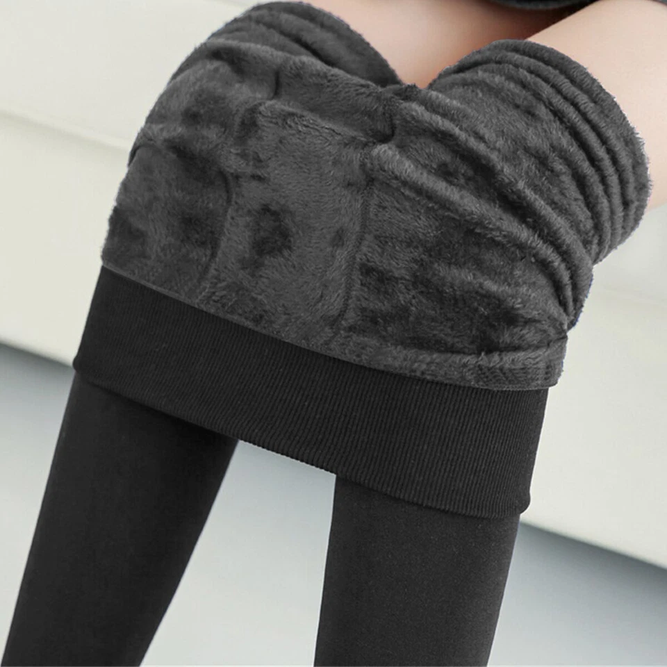 Thermal Leggings Thick Winter Ladies Fleece Lined Warm High Waist Tummy Control - Image 4 of 4