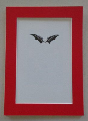 Artist Edward Gorey Illustration Flying Black Winged Bat Dracula Print Matted