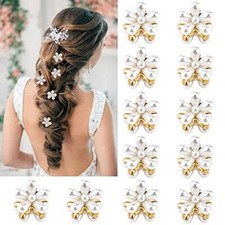 12 Pcs Small Pearl Hair Claw Clips Decorative Flower Hair Clips for Women Girls
