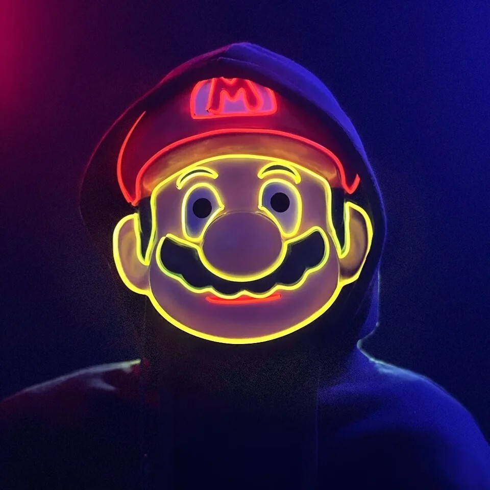Máscara Súper Mario LED Cosplay Disfraz Luminoso Niño Carnaval Halloween