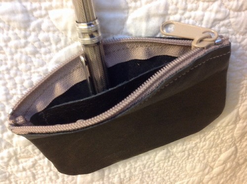 Portafoglio portamonete con cerniera in vera pelle GRIGIO made in USA - Foto 2 di 4