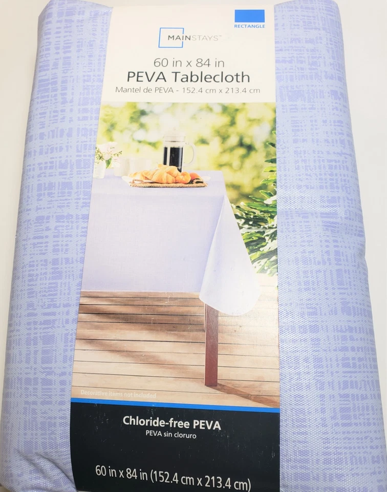 Mainstays Peva Vinyl Tablecloth Light Blue Rectangle / 60 X 84 in - Image 3 of 4