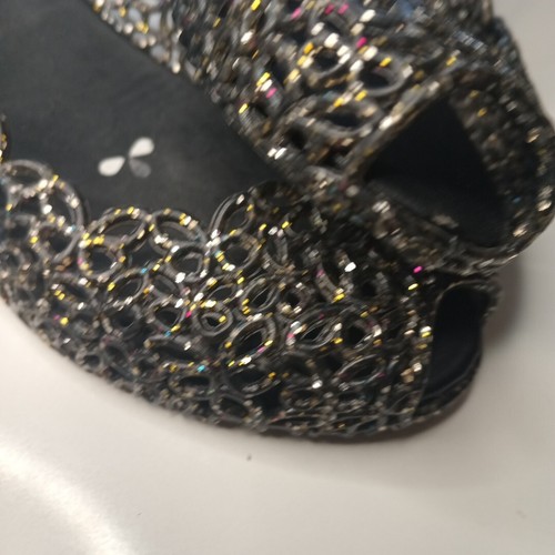 Black Glitter Y2K Jelly Wedge Sandals Women's US 6 ITA 37 Fairy Princess Water - Picture 2 of 11