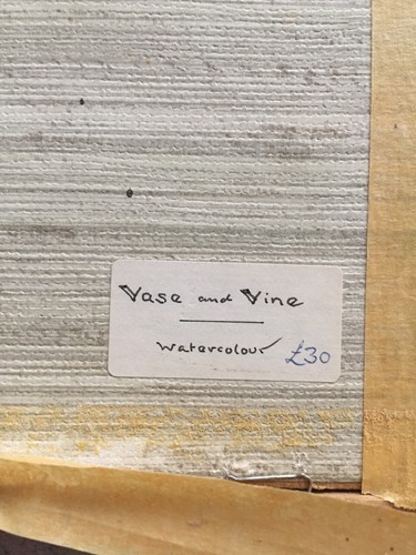 Vintage Framed Watercolour Vase and Vine Picture Signed R. D. Byers 1988 - Picture 5 of 6