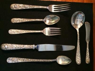 Vintage and son 1800-1849 repousse sterling silver flatware