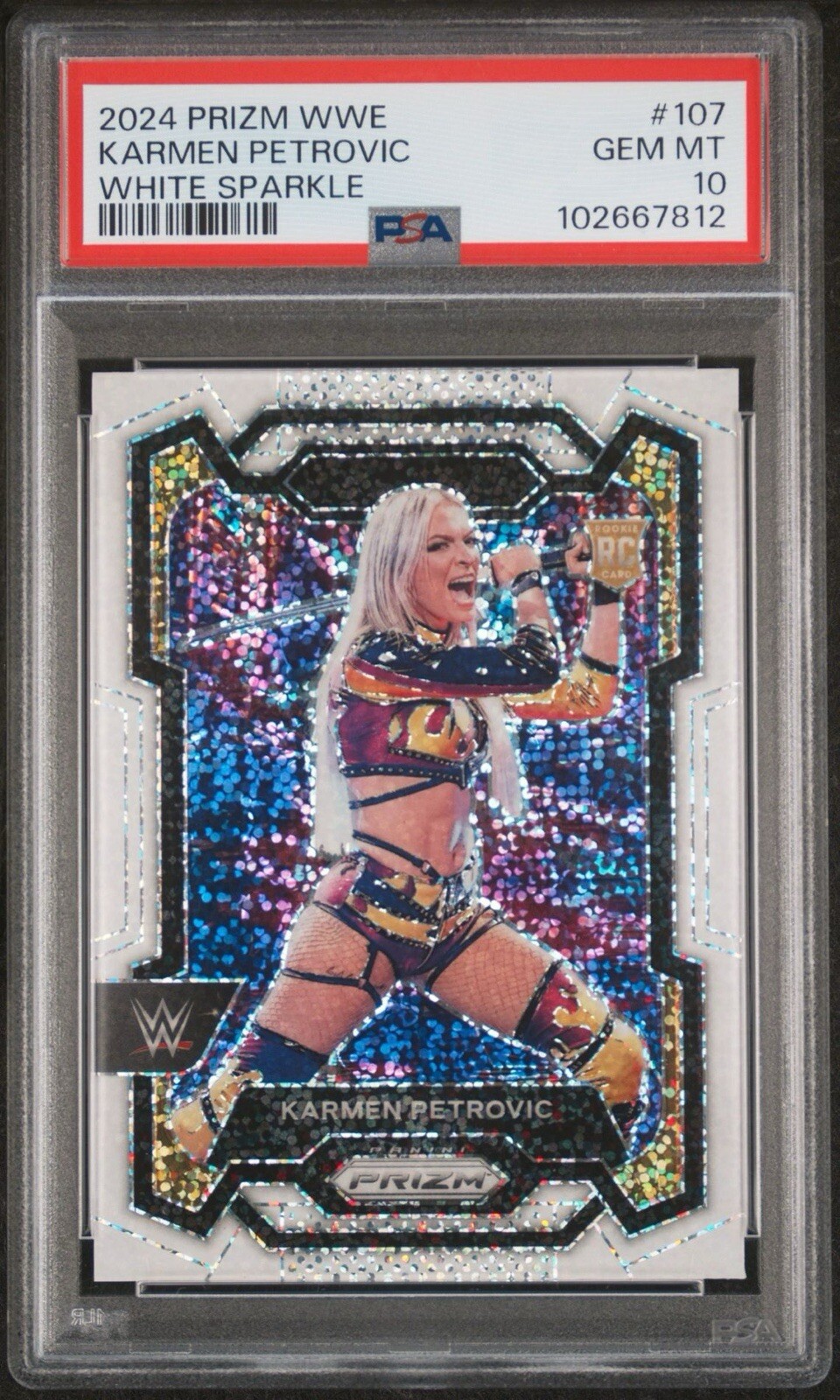 2024 Panini Prizm WWE Karmen Petrovic RC #107 – NXT White Sparkle PSA 10 🔥🔟💯