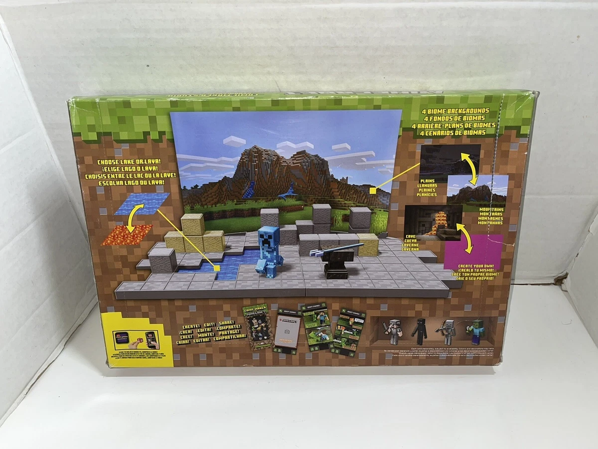  Minecraft Comic Maker Biome Set Comic Book Creator Toy with  Environment Accessories and Creeper Figure, Works with Free App and Based  on Minecraft Video Game, Toys for Boys and Girls Age