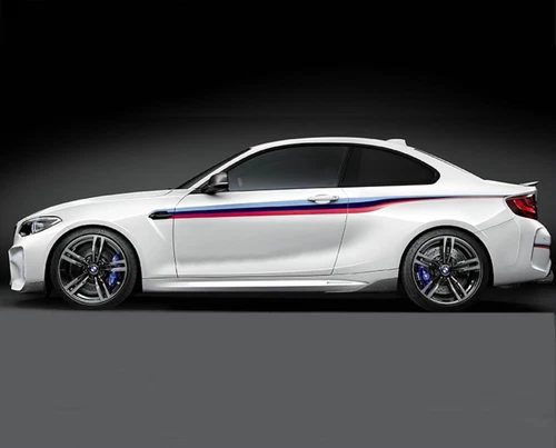 Tricolor Racing Stripe Car Side Sticker For BMW M Performance Rear Bumper Decal - Picture 5 of 10