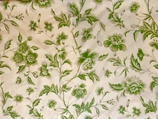 BRUNSCHWIG & FILS Mandarin Rose Vines  green printed linen France 10 yards new