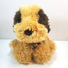 FAO Schwarz Fifth Avenue Plush Brown Dog 10" Stuffed Animal Puppy Ribbon Fluffy