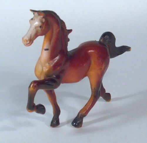 Estatuilla de caballo de 5" vintage de caballo de juguete imperial de goma marrón oscuro de juguete - Imagen 1 de 6