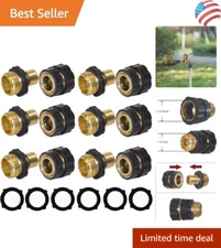 6 Set Aluminum Garden Hose Quick Connectors, Compatible with 3/4" Hoses