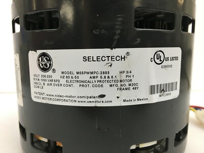 【定番】Muchmore製POWERMASTER WE2EVO中古 US Motors Selectech M55PWMPC-2893 Blower Motor ONLY (no module