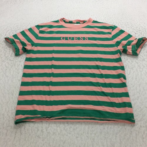 Guess Striped T-Shirt Size S Pink Green 