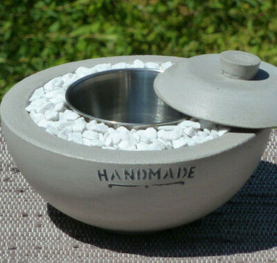 Feuerschale aus Beton, steingrau  Beton Deko Handmade