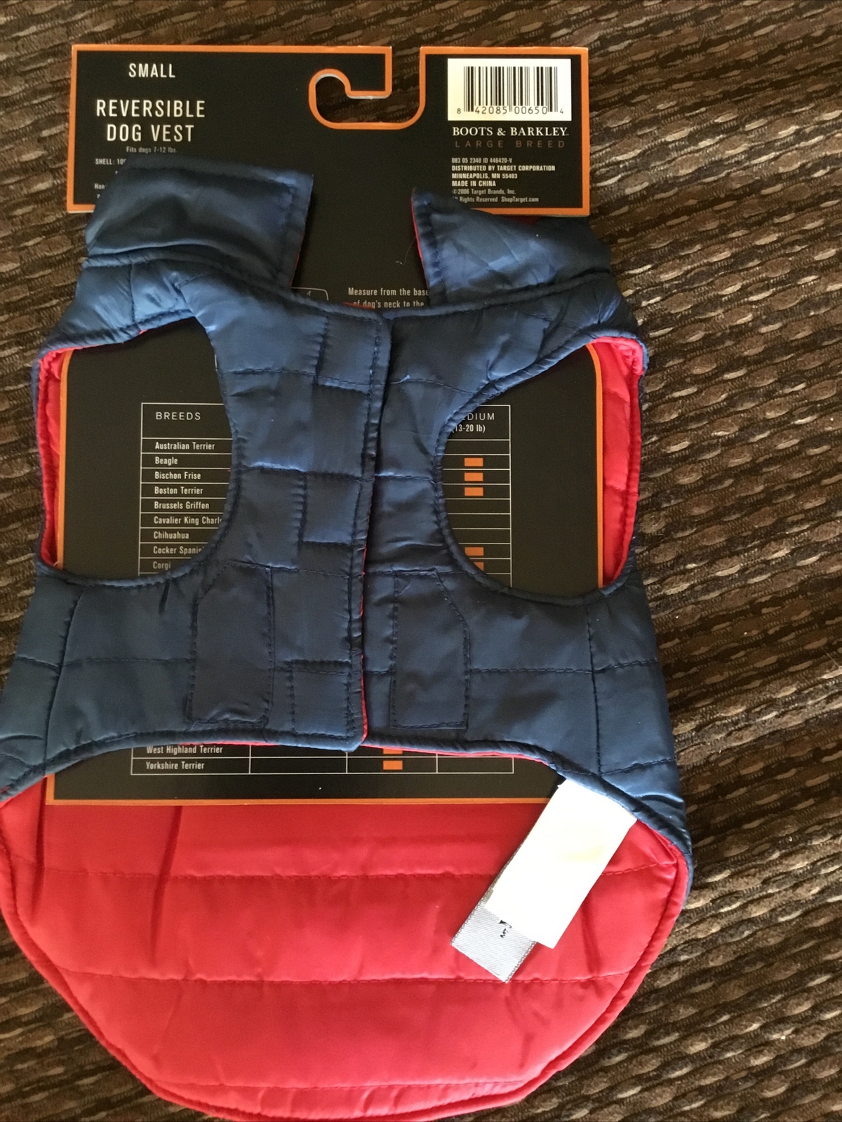 Boots & Barkley REVERSIBLE DOG VEST Blue/Red Size Largefits 21