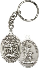 Pewter St. Michael Archangel Key Ring KeyChain NEW By Bliss MADE IN USA
