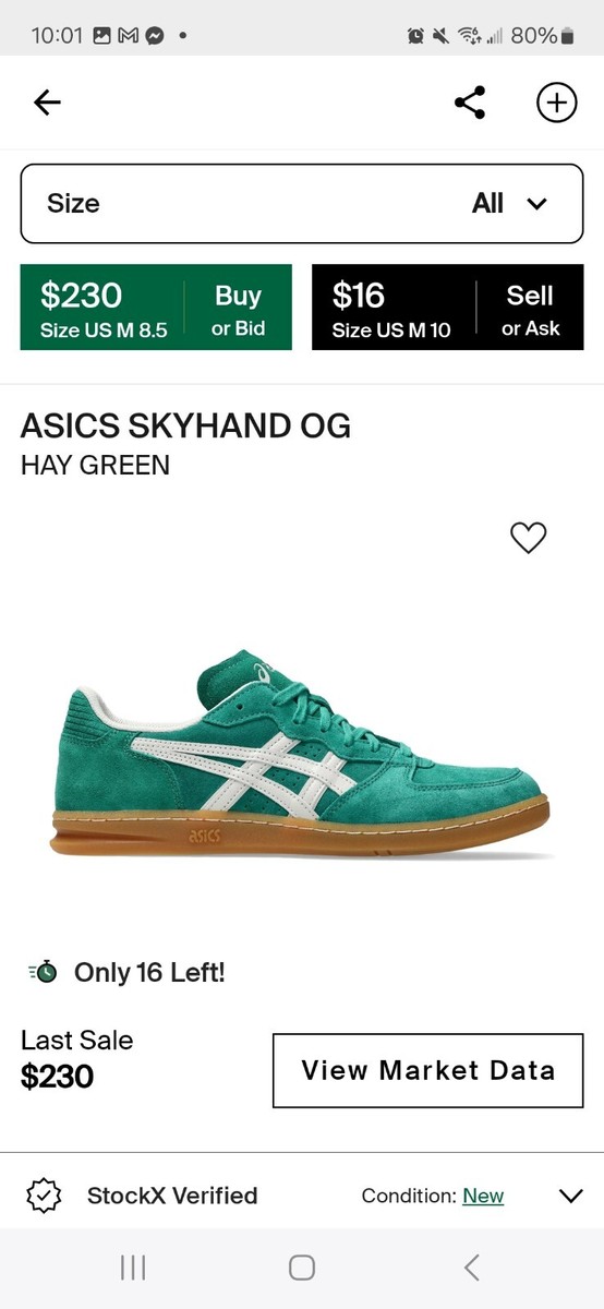 HAY × Asics Skyhand OG \"Shady Glade Asics Skyhand Og HAY Shady Glade Moonbeam size 7M/8.5W. In