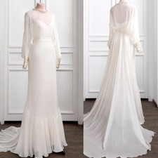 High Neck Long Sleeves Wedding Dresses Simple Tulle Bohemian Bridal Gowns